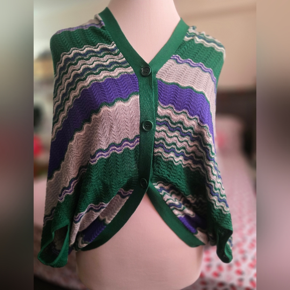 BCBGMaxAzria Green and Purple Knit Top